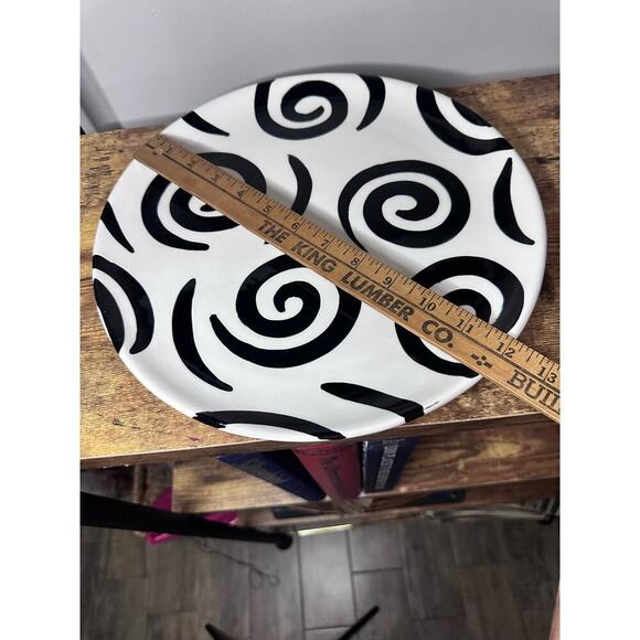 Gaehing 24/90 Black And White Circular Design With Swirls Cookie Platter L 12" - Picture 3 of 4